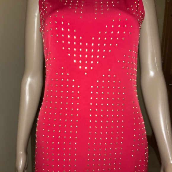 👗👗CALVIN KLEIN RED BEADED DRESS - Picture 2 of 4